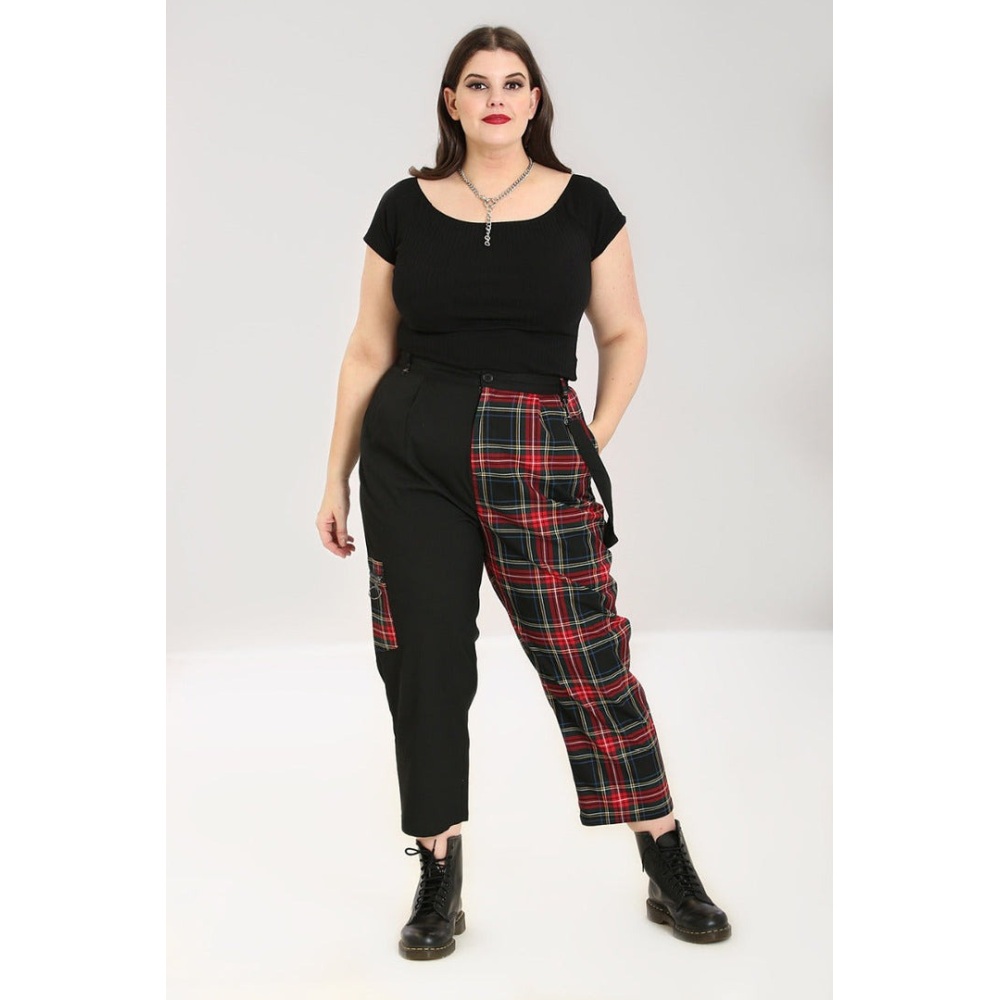 Hell Bunny - Heather Broek rechte pijpen - Zwart/Rood